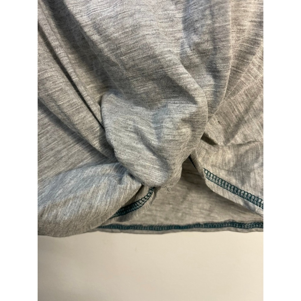 Self Esteem Womens Heather Grey Front Knot Varsity Stripe 3/4 Sleeve Top Large - Picture 5 of 7